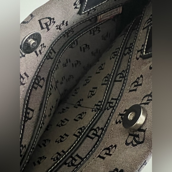 DOONEY & BOURKE Signature Monogram Baguette Small Satchel Gray and Black Canvas - Picture 12 of 15